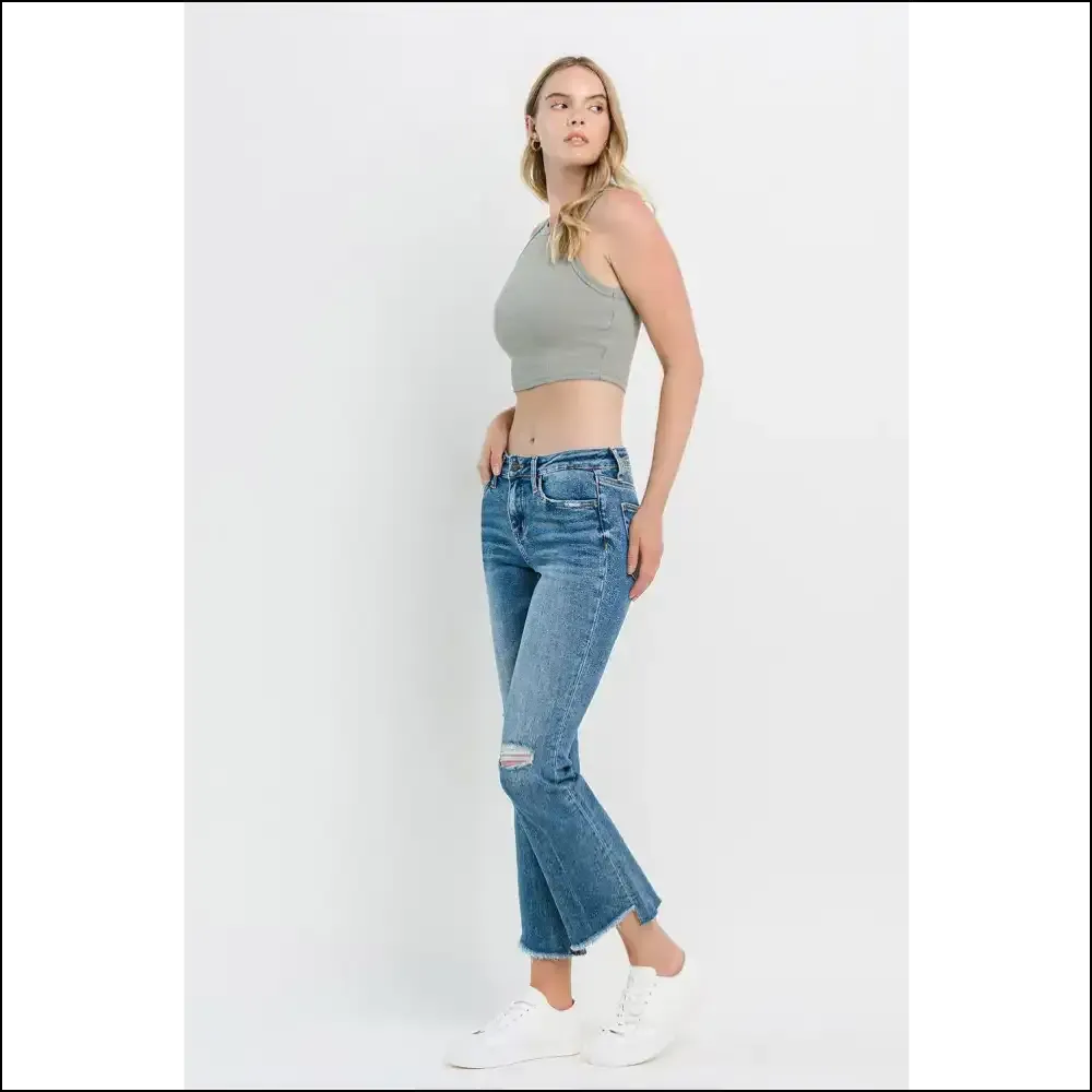 Cropped Flare Magic: Turn Heads, not Trousers, with Vervet's Distressed Delight! 😂✨