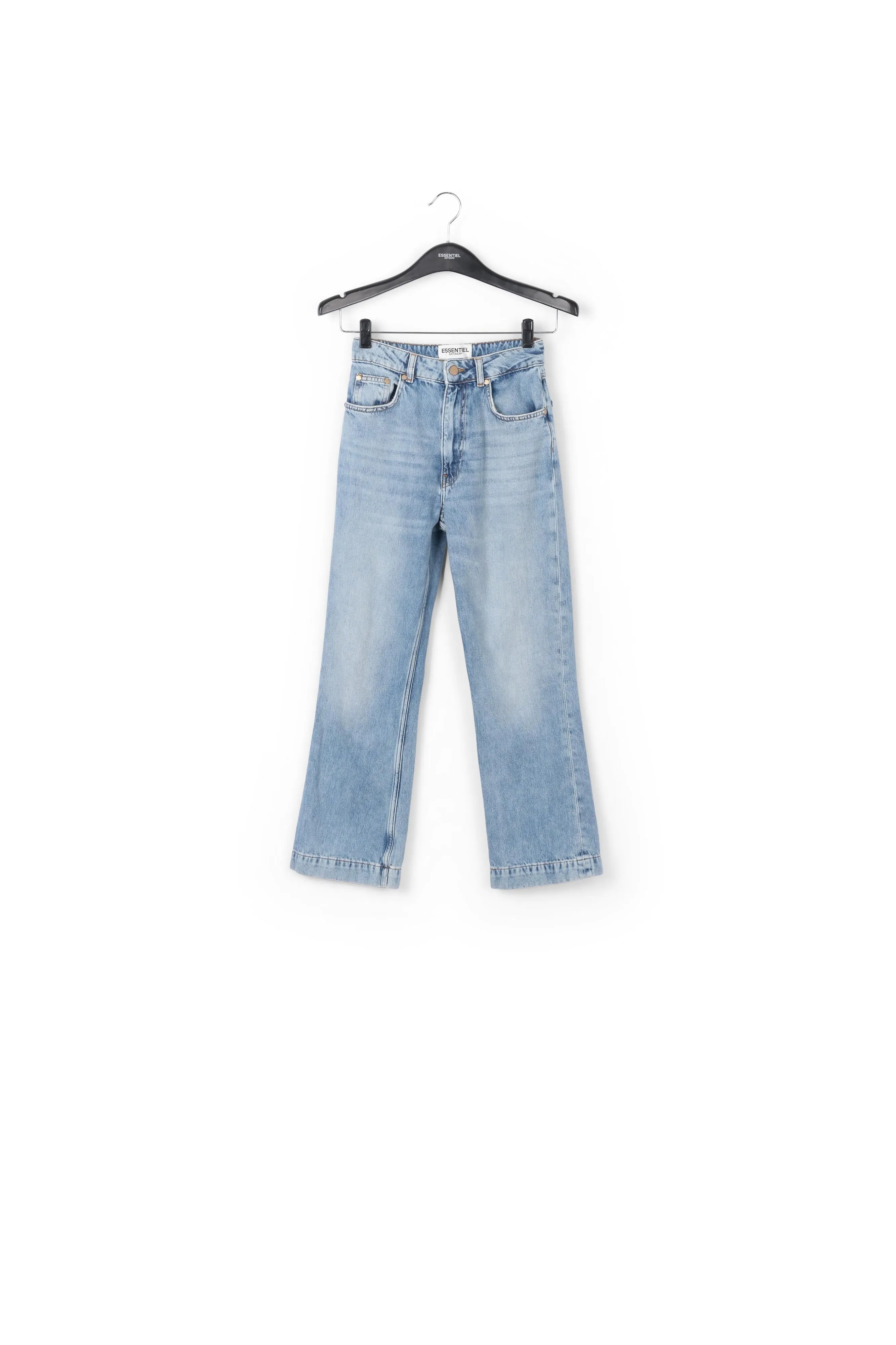 Cropped high-rise blue jeans