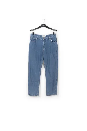 Cropped high-rise blue jeans
