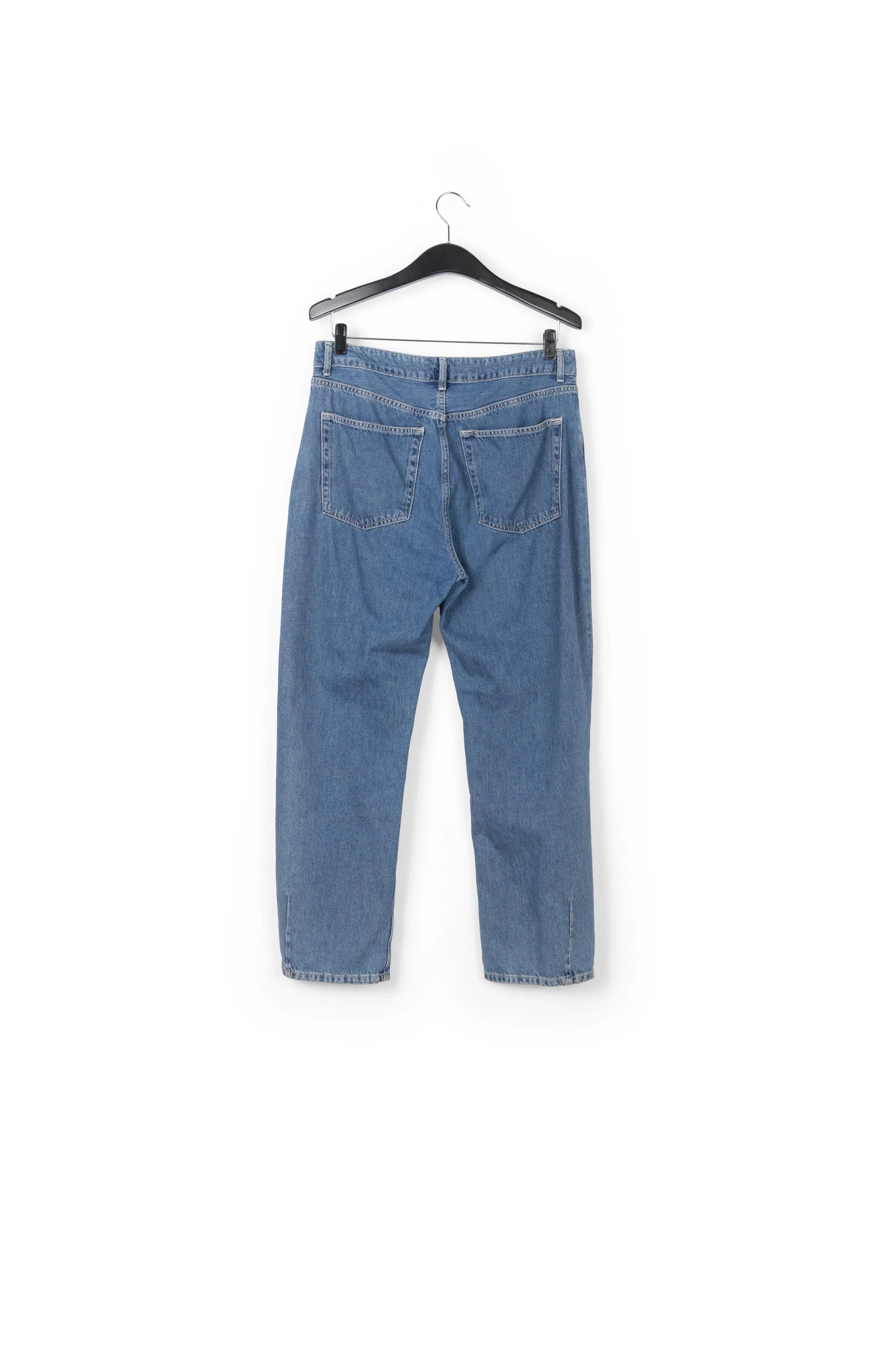 Cropped high-rise blue jeans