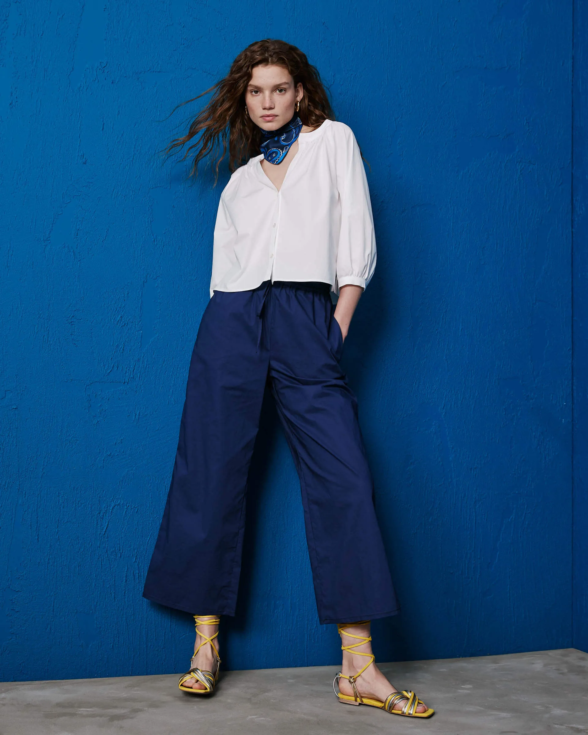cropped trousers with gathering
