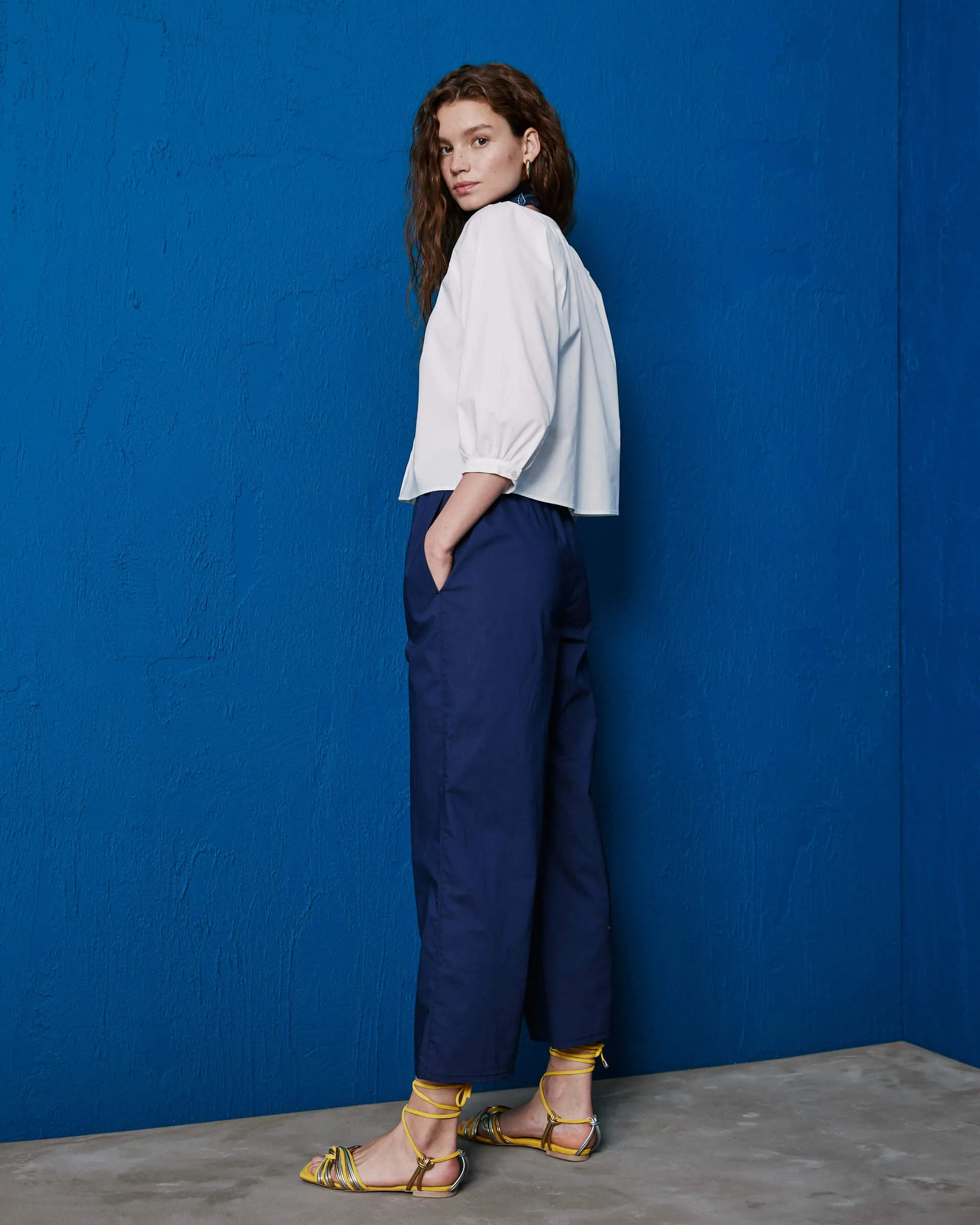 cropped trousers with gathering