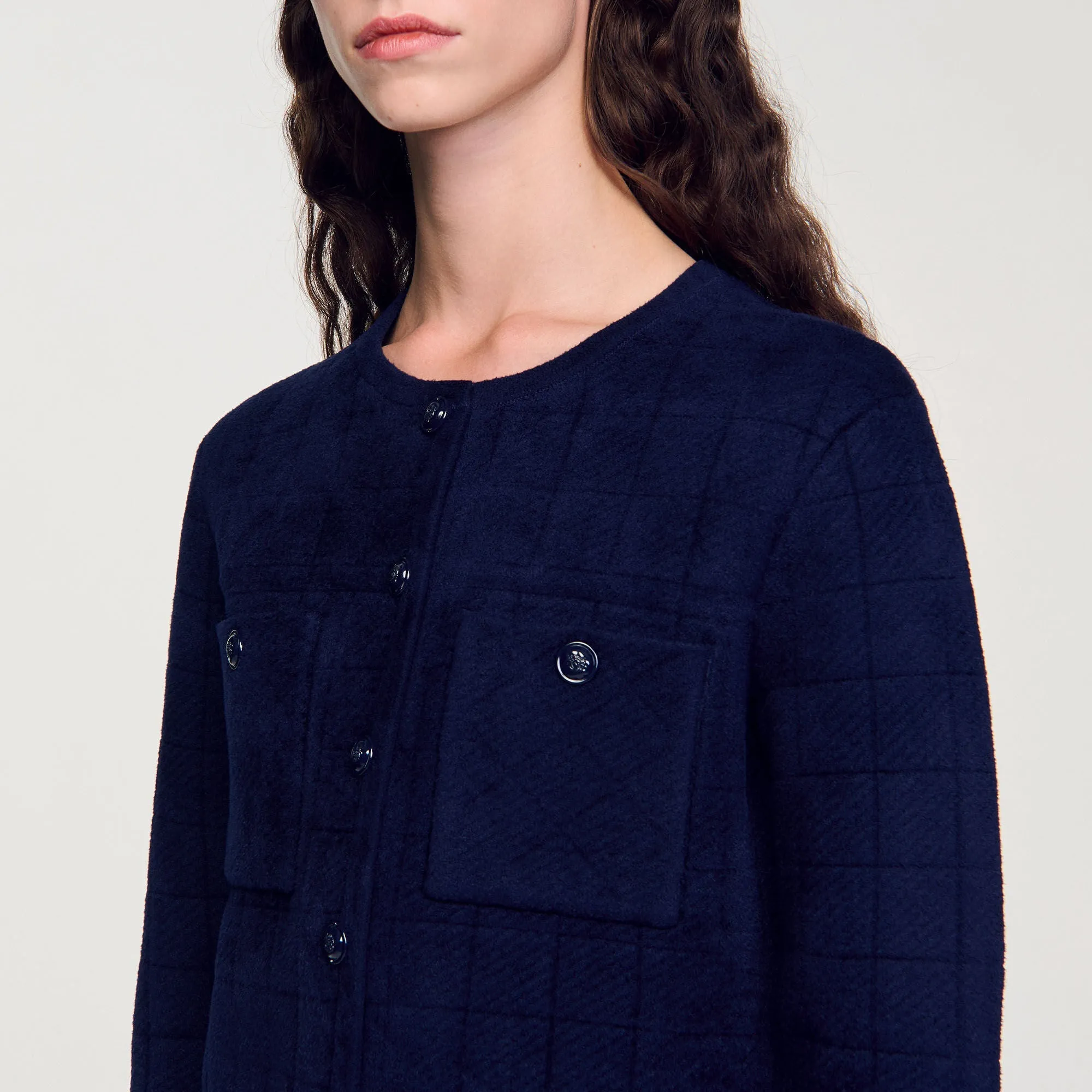 Dario Short Knit Jacket Navy Blue