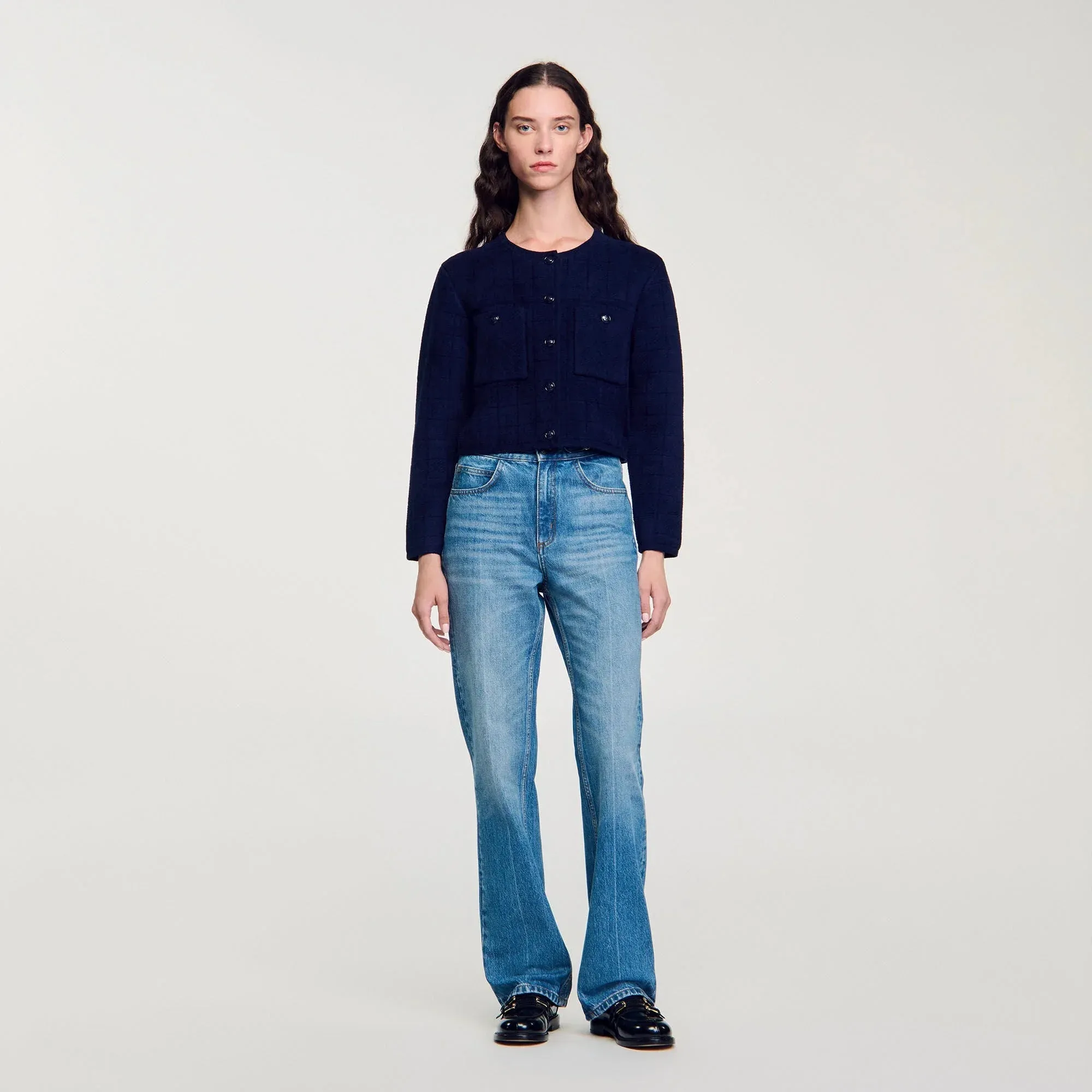 Dario Short Knit Jacket Navy Blue