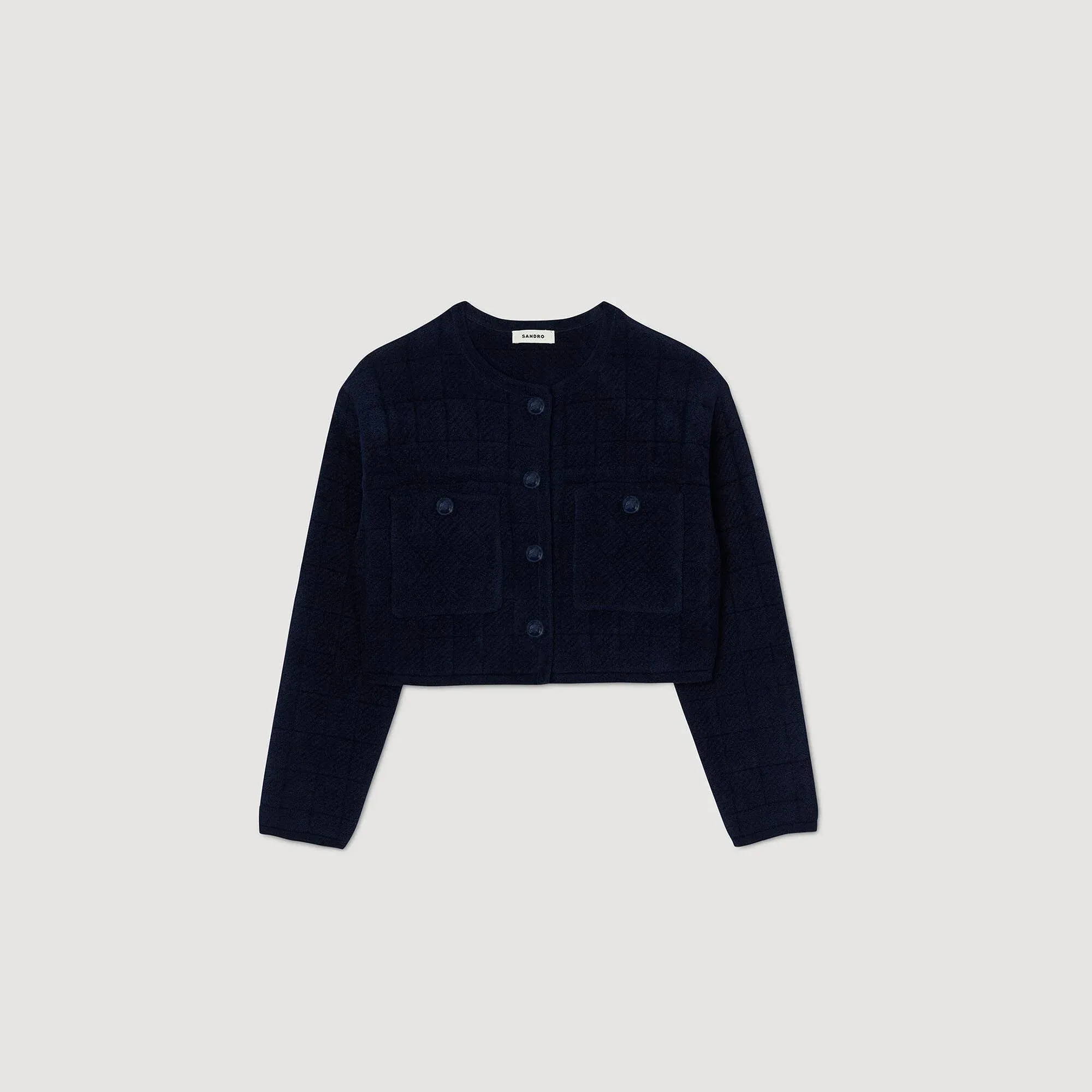 Dario Short Knit Jacket Navy Blue