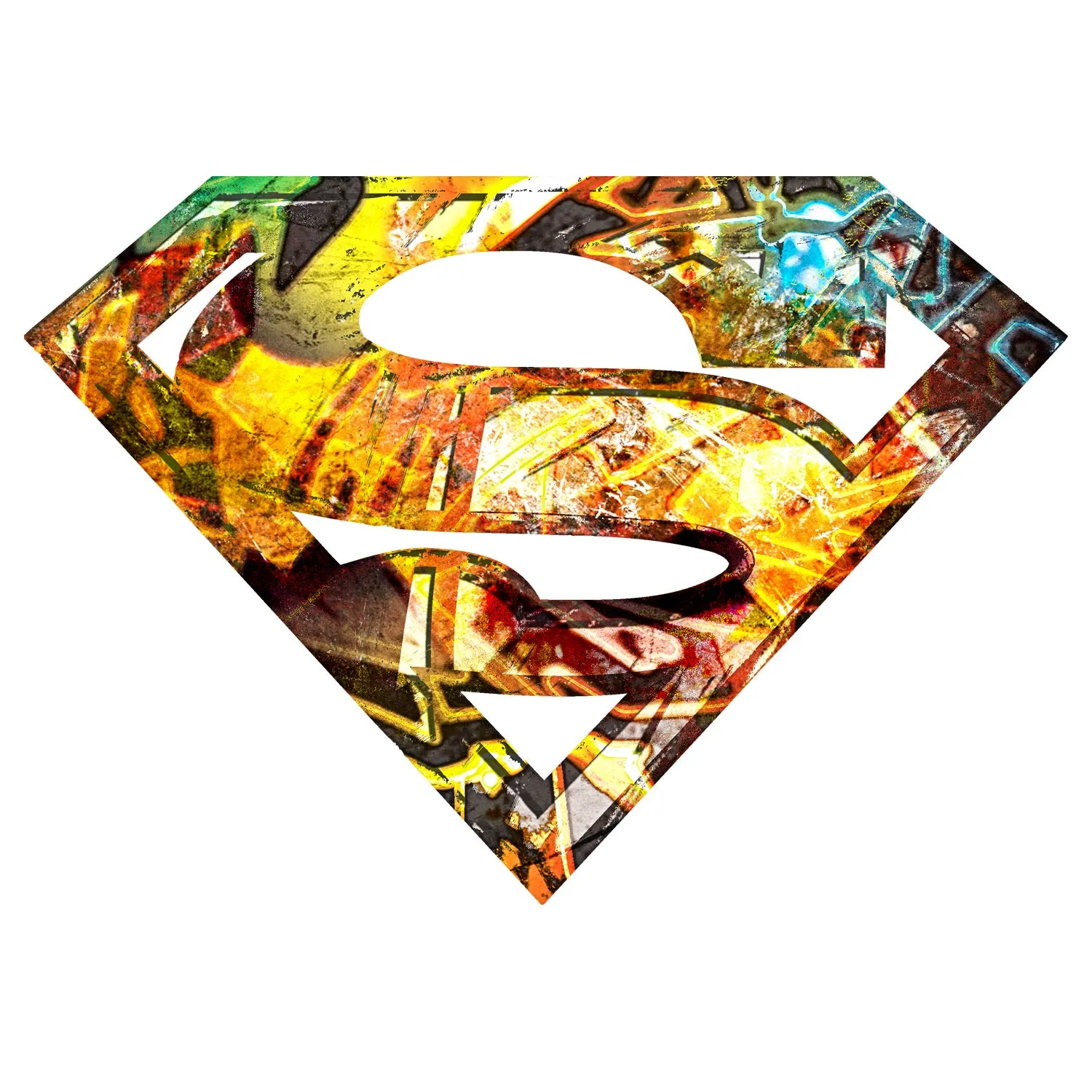 DC Comics Superman Logo Mural Official Men's T-shirt (White)