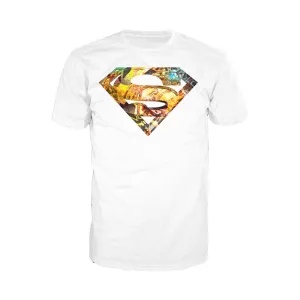 DC Comics Superman Logo Mural Official Men's T-shirt (White)