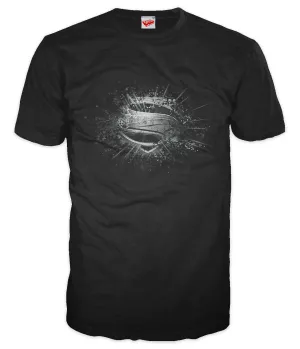 DC Man Of Steel Smashed Logo Official Men's T-shirt (Black)