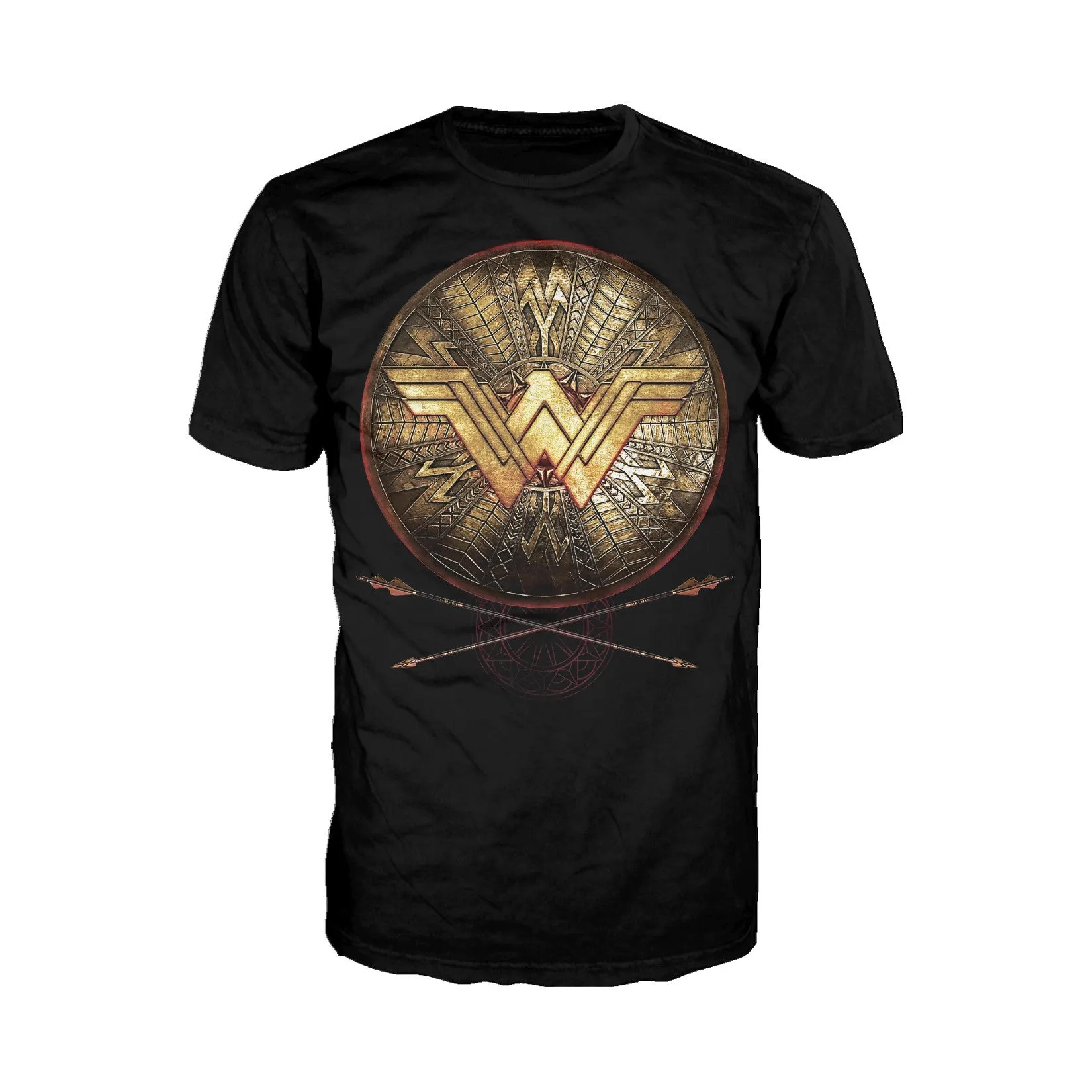 DC Wonder Woman Logo 3D Shield Official Men's T-shirt (Black)