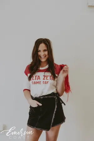 Delta Zeta Gameday Vintage Ringer Tshirt