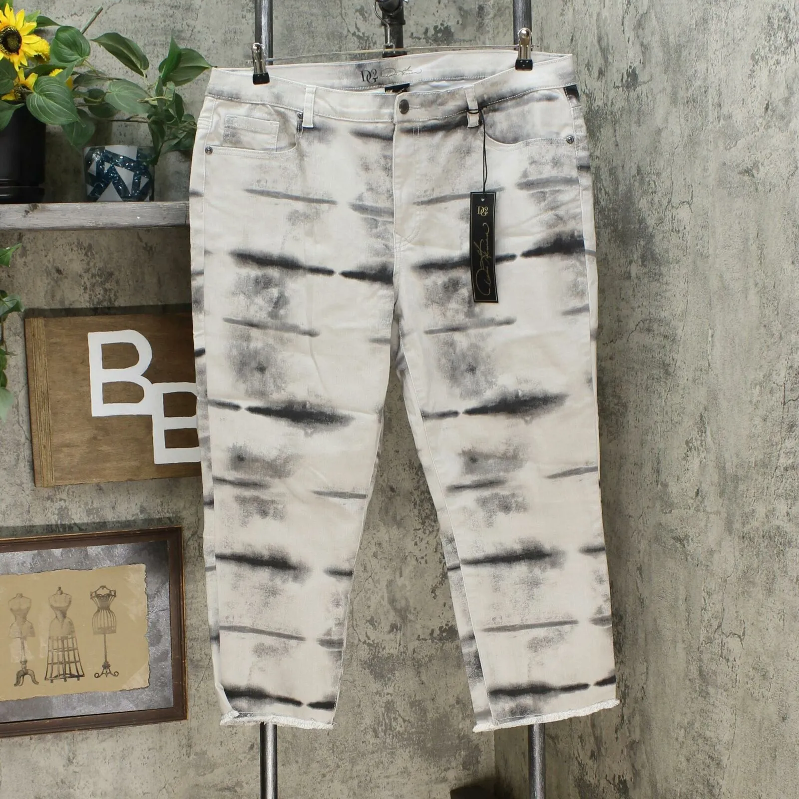 DG2 by Diane Gilman Women's Plus Classic Stretch Tie Dye Straight Cropped Jeans