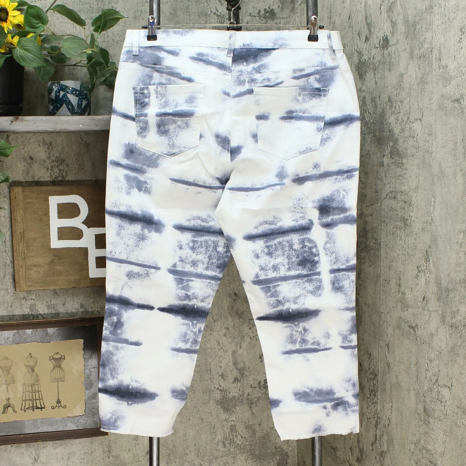 DG2 by Diane Gilman Women's Plus Classic Stretch Tie Dye Straight Cropped Jeans