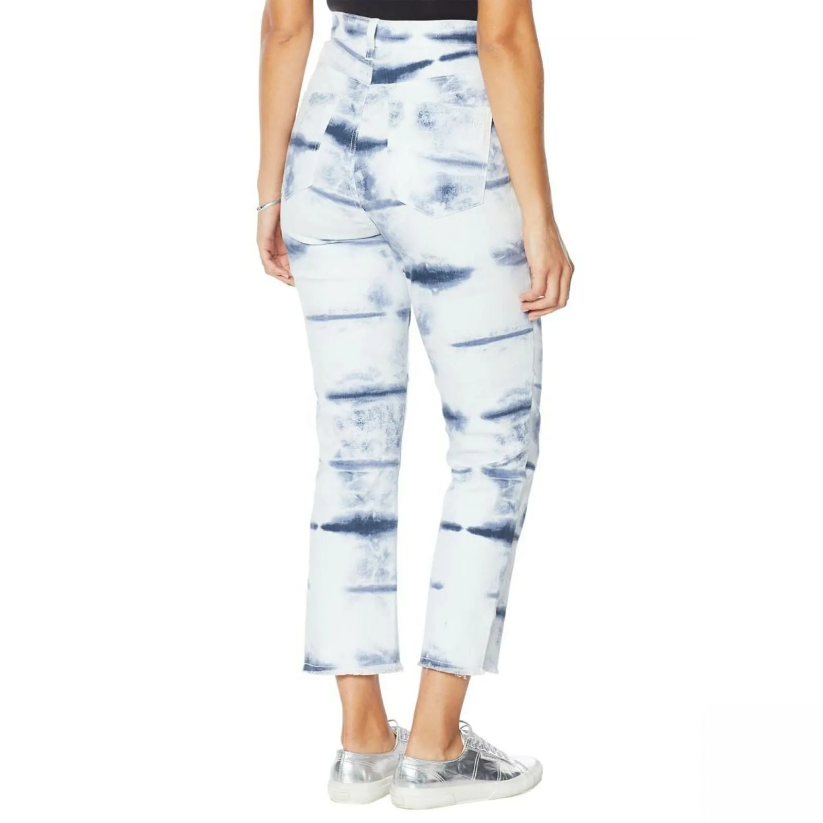 DG2 by Diane Gilman Women's Plus Classic Stretch Tie Dye Straight Cropped Jeans