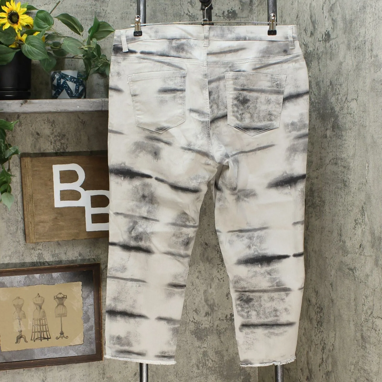 DG2 by Diane Gilman Women's Plus Classic Stretch Tie Dye Straight Cropped Jeans