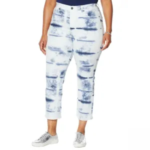 DG2 by Diane Gilman Women's Plus Classic Stretch Tie Dye Straight Cropped Jeans