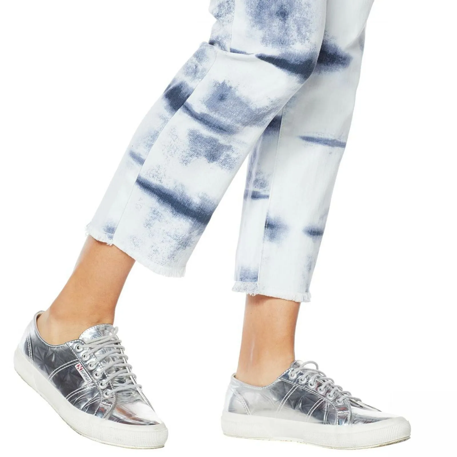 DG2 by Diane Gilman Women's Plus Classic Stretch Tie Dye Straight Cropped Jeans