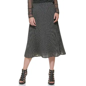 DKNY Women's Logo Waistband Easy Printed Sportswear Skirt, BLK/Ivry Combo