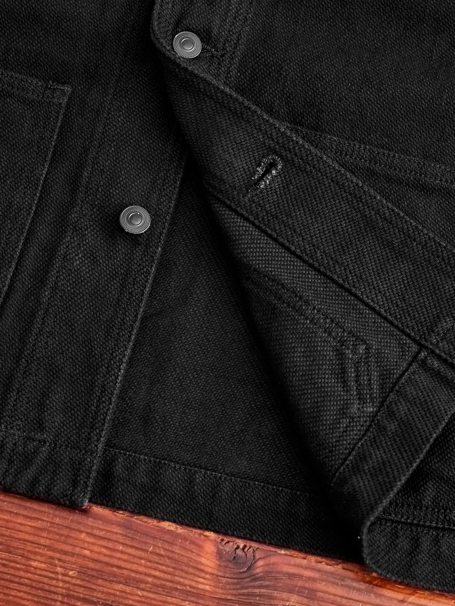 Dobby Sashiko Coverall Coat in Black