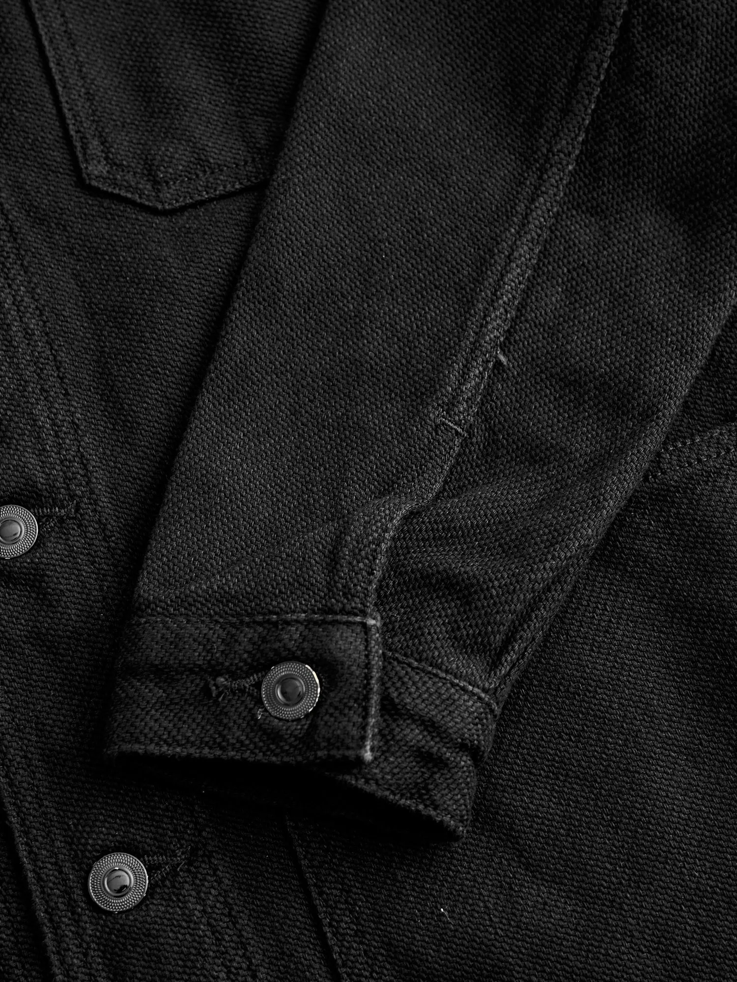 Dobby Sashiko Coverall Coat in Black