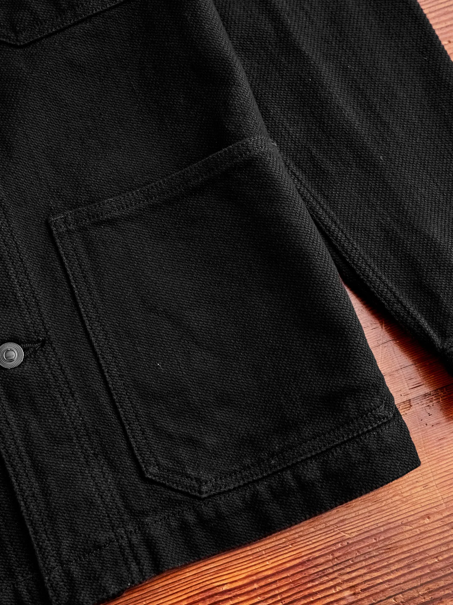 Dobby Sashiko Coverall Coat in Black