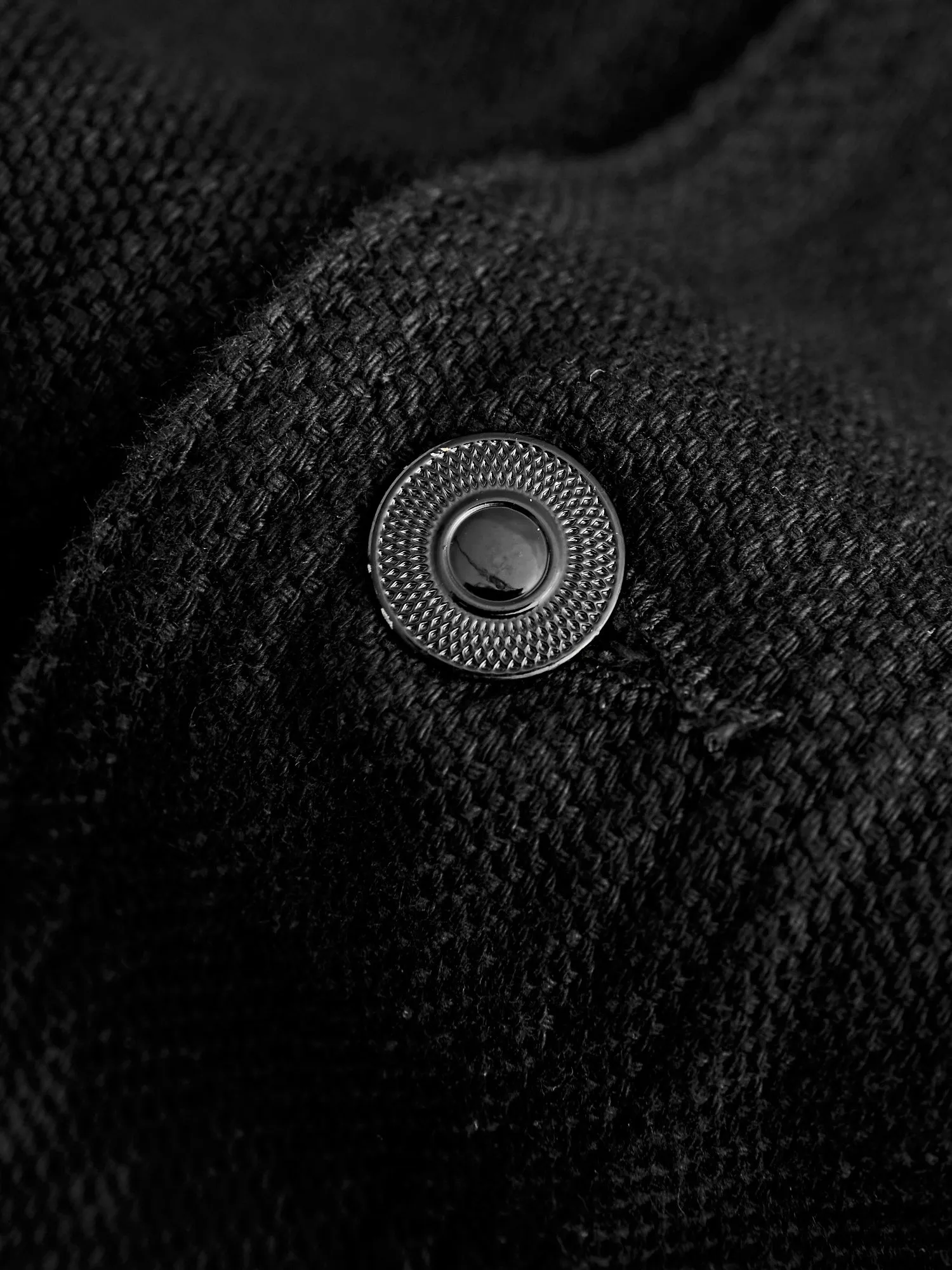 Dobby Sashiko Coverall Coat in Black