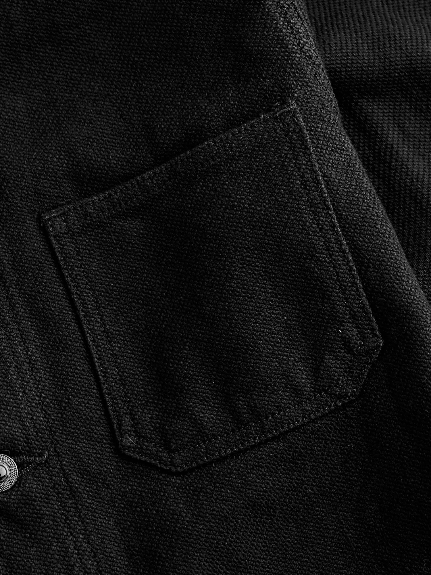 Dobby Sashiko Coverall Coat in Black