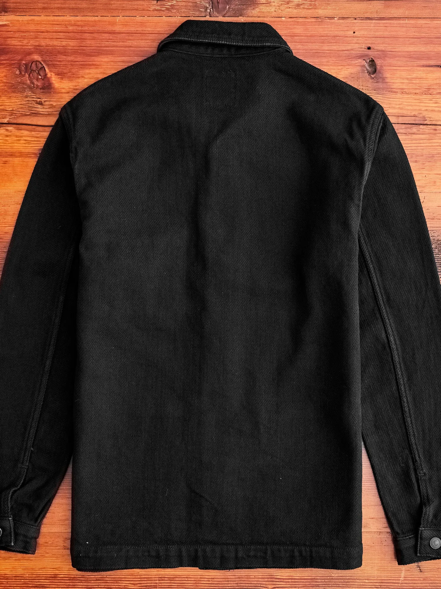 Dobby Sashiko Coverall Coat in Black