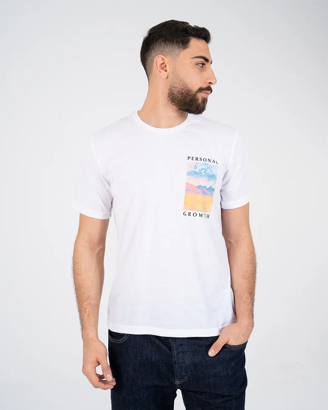 Double Printed Mens T-shirt Short Sleeved