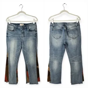 Driftwood Indie Cropped Boot Leather Patchwork Insert Mid Rise Jeans