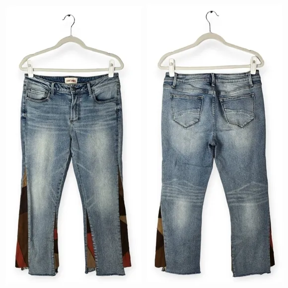 Driftwood Indie Cropped Boot Leather Patchwork Insert Mid Rise Jeans