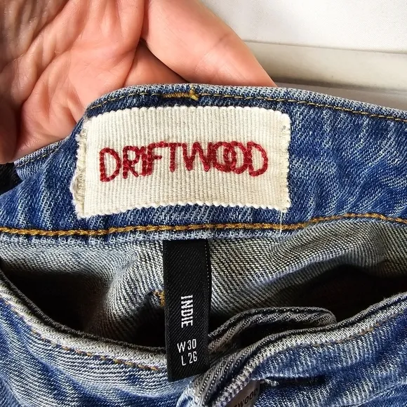 Driftwood Indie Cropped Boot Leather Patchwork Insert Mid Rise Jeans