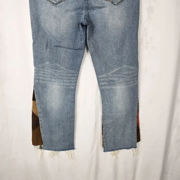 Driftwood Indie Cropped Boot Leather Patchwork Insert Mid Rise Jeans