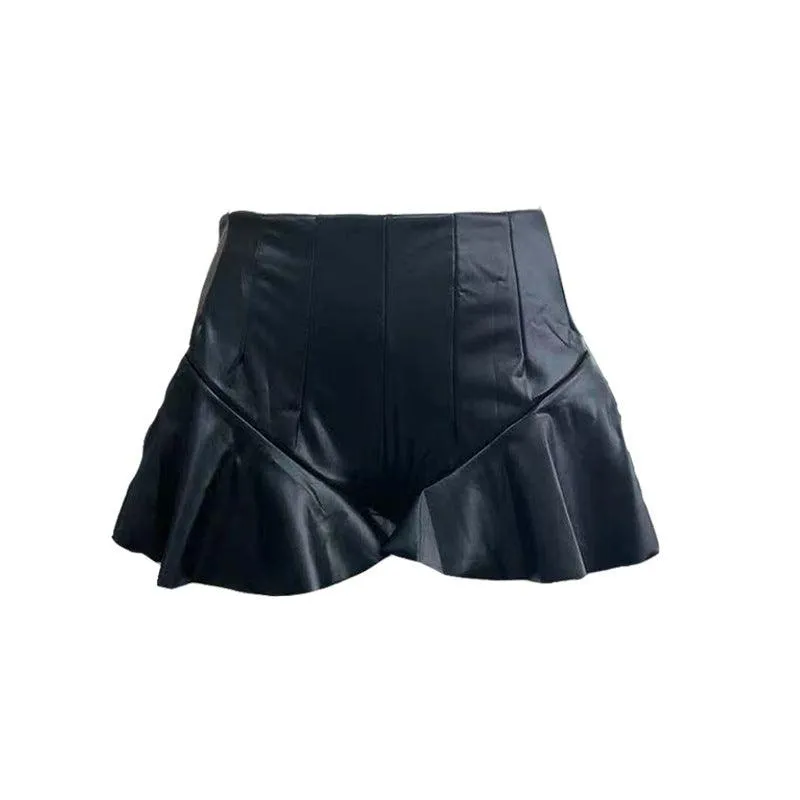 Eedele Faux Leather Pleated Shorts for Fashion Lovers
