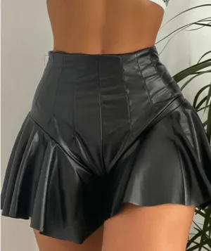 Eedele Faux Leather Pleated Shorts for Fashion Lovers