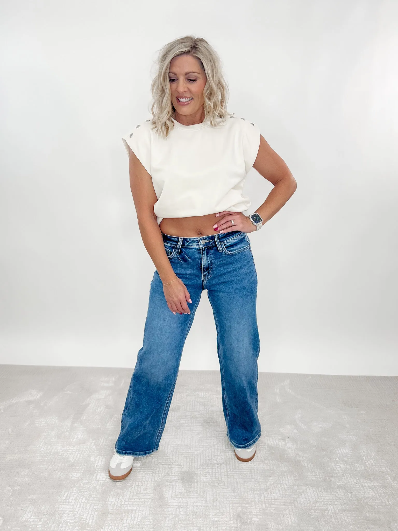 Elbe High Rise Wide Leg Jeans, Medium Wash