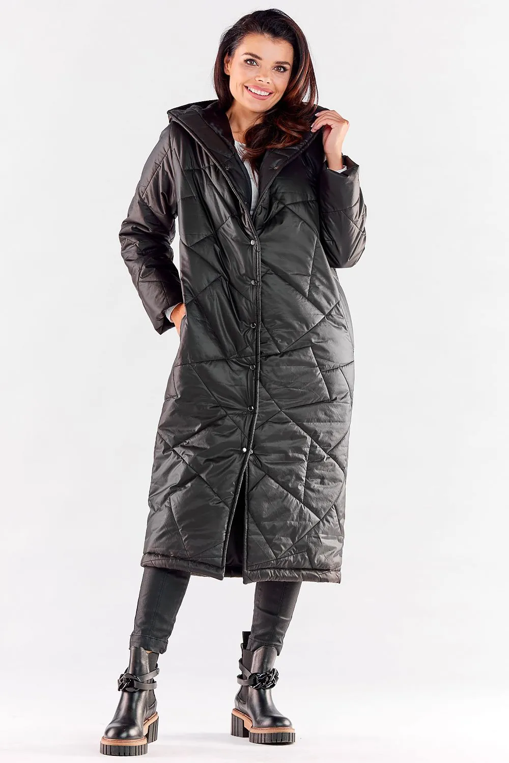 Elegant Quilted Hooded Coat