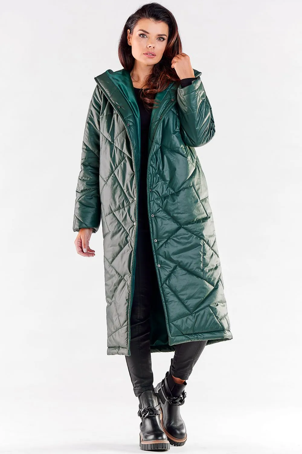 Elegant Quilted Hooded Coat