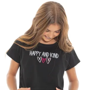 EMBROIDERED CROPPED T-SHIRT WITH ELASTIC WAISTBAND FOR GIRLS
