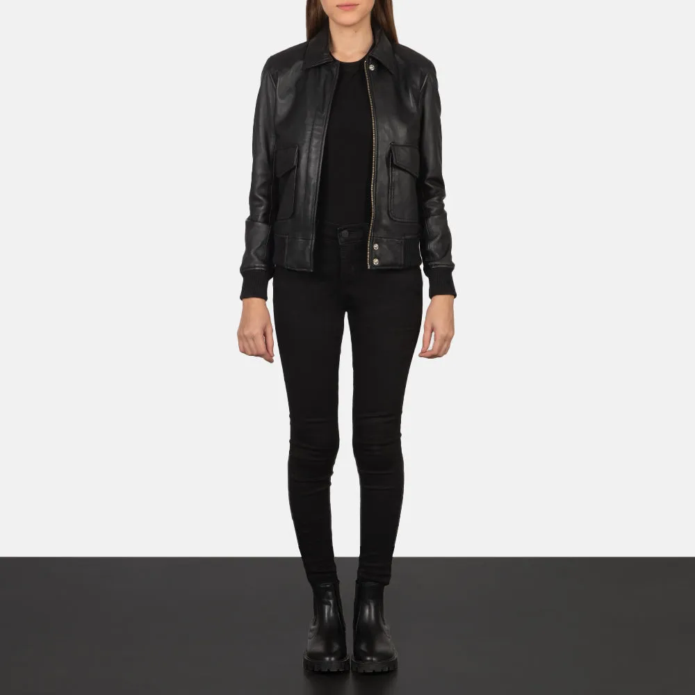 Ethereal Leather Bomber Jacket