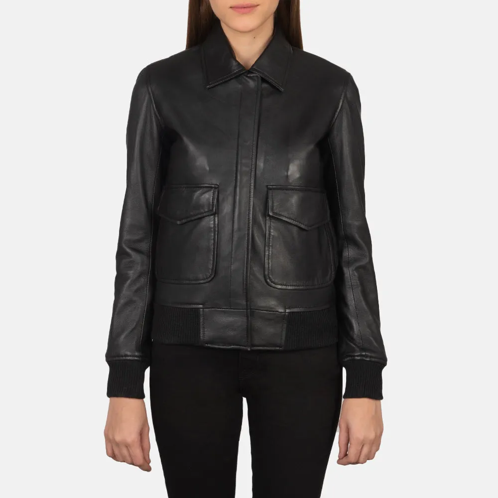 Ethereal Leather Bomber Jacket