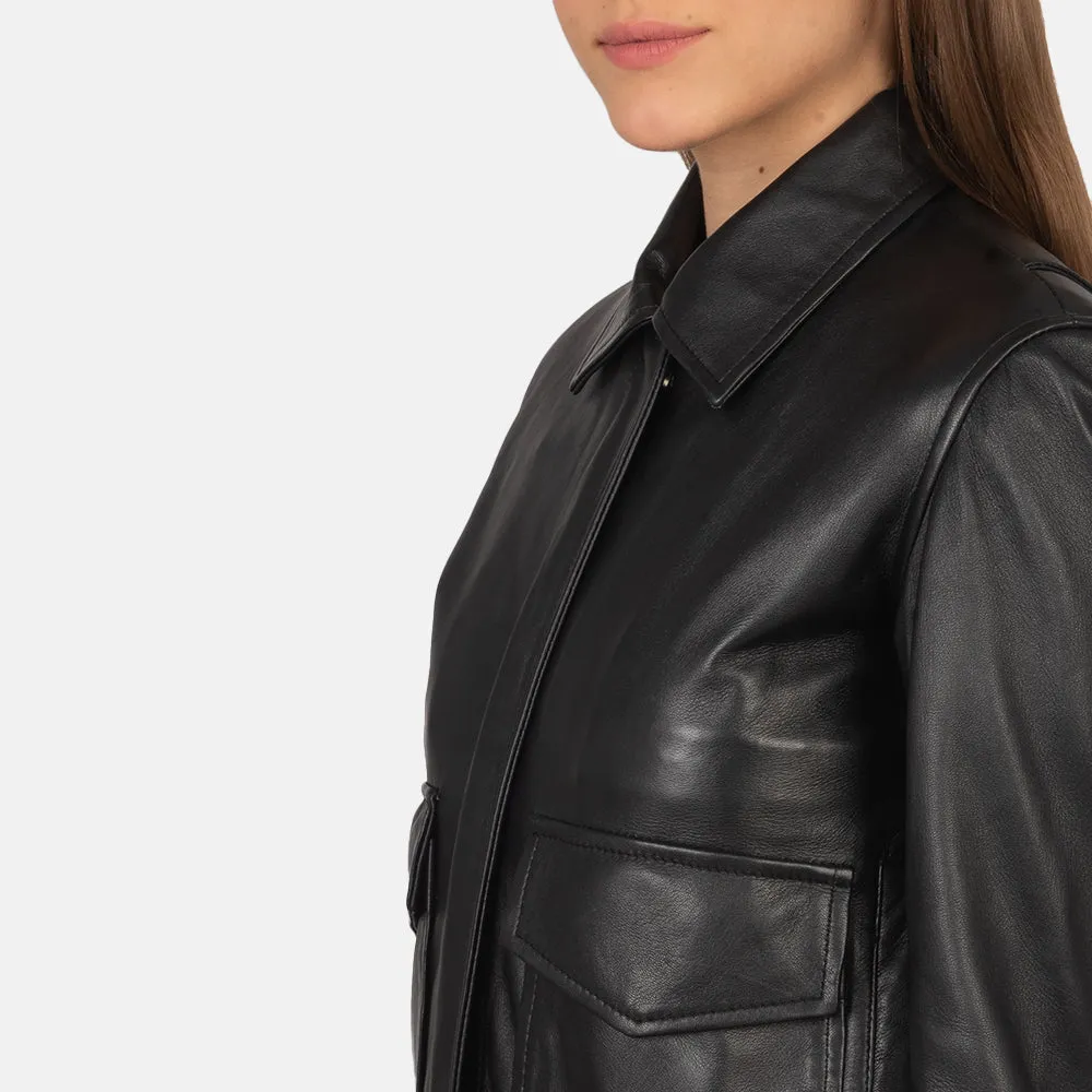 Ethereal Leather Bomber Jacket