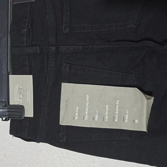 EVERLANE Black High Rise Exposed Button Fly Coin Pockets Wide Leg Jeans Sz 26