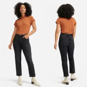 EVERLANE The Cheeky Bootcut Crop Jeans Washed Black Size 26