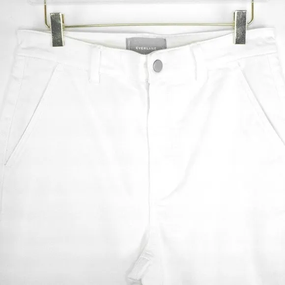 Everlane Womens White TALL High Waisted Straight Leg Crop Jeans Size 14 Denim