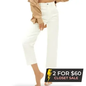 Everlane Womens White TALL High Waisted Straight Leg Crop Jeans Size 14 Denim