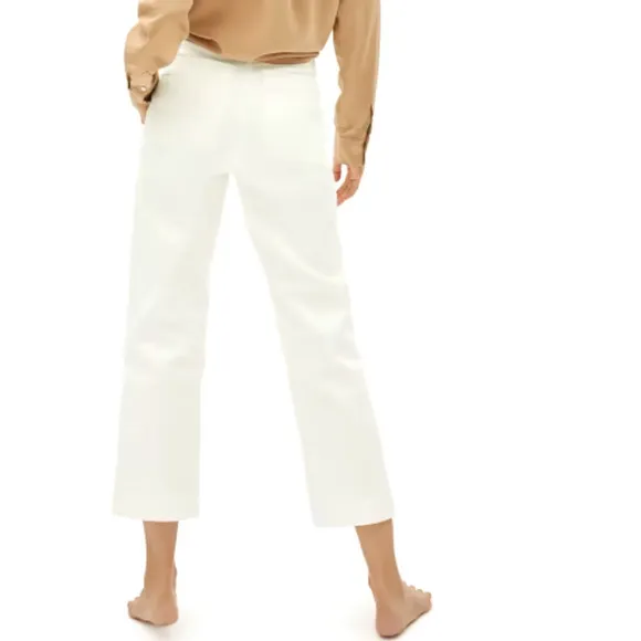 Everlane Womens White TALL High Waisted Straight Leg Crop Jeans Size 14 Denim