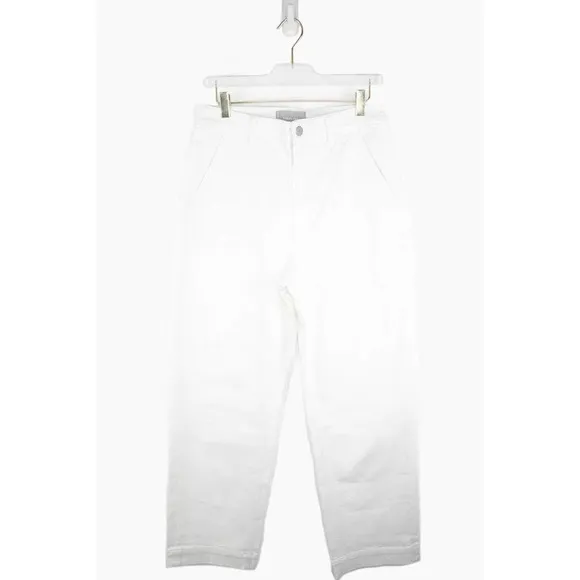 Everlane Womens White TALL High Waisted Straight Leg Crop Jeans Size 14 Denim