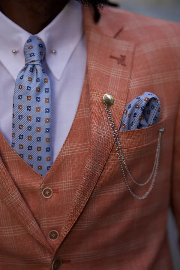 Evo Pink Slim Fit Notch Lapel Plaid Suit
