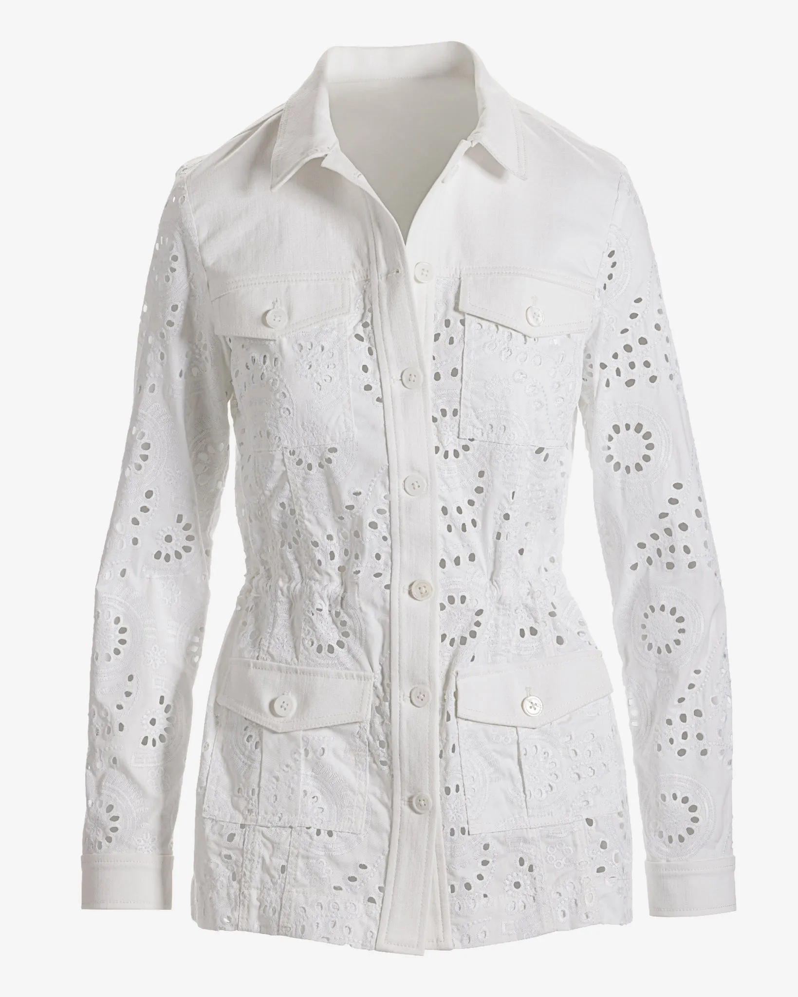 Eyelet Utility Jacket Off White