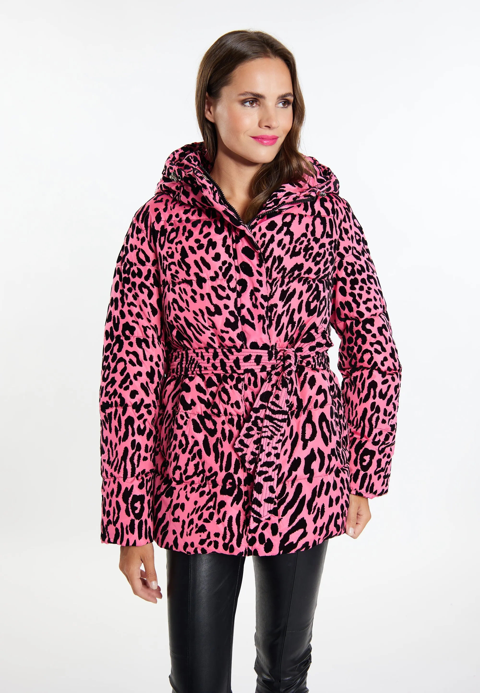 faina Women's Quilted Jacket With Leopard Print